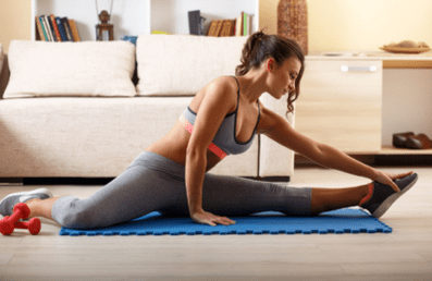 Girl doing sports at home